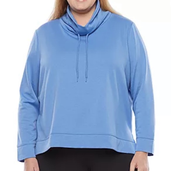 NWT Women’s 2X Blue Yonder St. John’s Bay Funnel Neck Sweatshirt - Picture 1 of 1